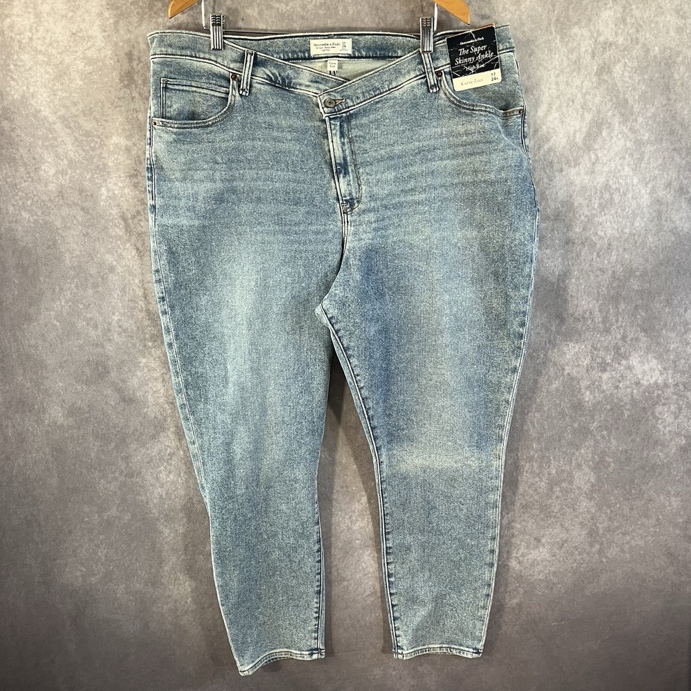 Abercrombie & Fitch Skinny Jeans Womens 24R Blue Curve Love‎ Crossover Waist